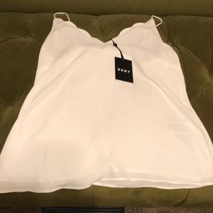 DKNY white scalloped tank top